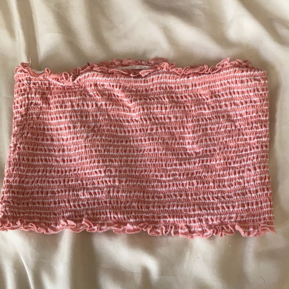 Cropped Pink & White Striped Tube Top